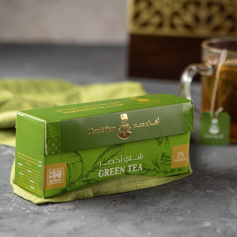 Ukrouk Ajam Pure Ceylon Green Tea - 25 Tea Bags - Image 5